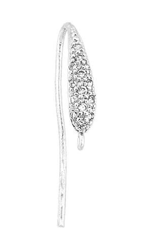 Rhodium Sterling Silver Rhodium Plated 14 Cubic Zirconia Earwire Earring