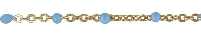 GF 1.5mm Gold Filled Flat Cable Satellite Chain With 1.7mm Turquoise Enamel Bead